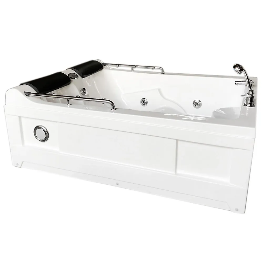 Eliteshopping Baignoire Balnèo Blanc 175 X 132 cm Chromothérapie 14 jets Fleur