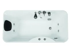 Vente-unique Baignoire balnéo blanche - 1 place - 140L - 150 x 75 x 54,5 cm - Angle droit - GAVINO