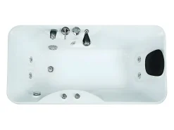 Vente-unique Baignoire balnéo blanche - 1 place - 140L - 150 x 75 x 54,5 cm - Angle gauche - GAVINO