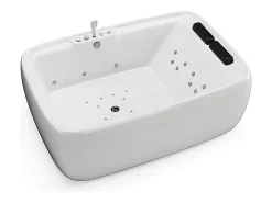 Baignoire Balnéo|Vente-unique Baignoire balnéo blanche - 2 places - 390 L - 180 x 120 x 60 cm - VOLUTA
