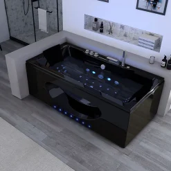 Baignoire Balnéo|Distribain Baignoire balnéo Caïman Black 32 jets Whirlpool