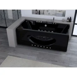 Baignoire Balnéo|Distribain Baignoire balnéo Caïman Black 32 jets Whirlpool
