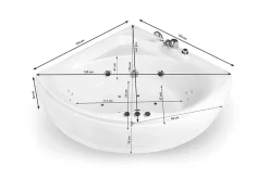 Baignoire Balnéo|Baignoire D'Angle|Spalina Baignoire balnéo d'angle Maldives Jets 135x135 cm, by