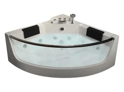 Vente-unique Baignoire balnéo d'angle vitrée - 2 places - 330 L - 138 x 138 x 59 cm - EVELINA