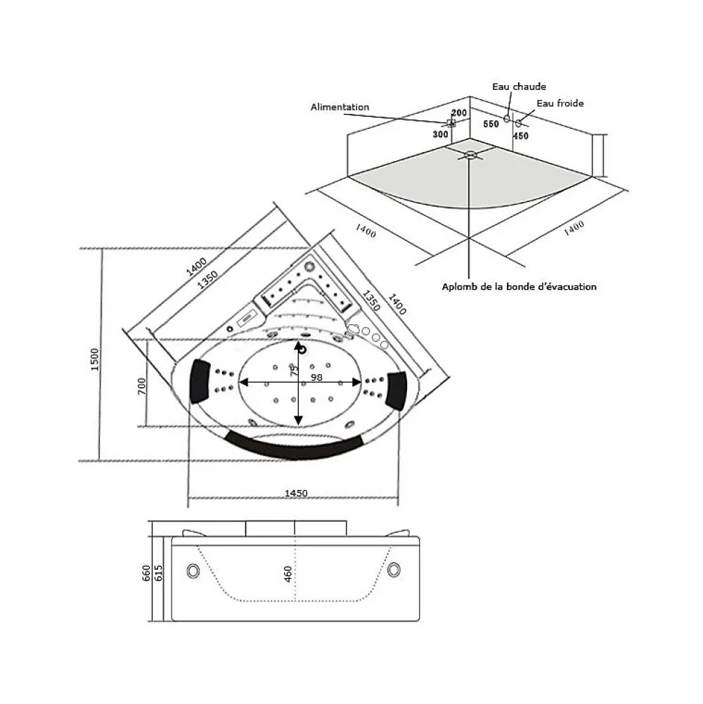 Distribain Baignoire balnéo Escapade 27 jets Whirlpool
