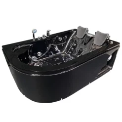 Baignoire Balnéo|Eliteshopping Baignoire Balnèo Noir 170 X 115 cm pour deux personnes 15 jets Black Dahlia