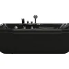 Baignoire Balnéo|Vente-unique Baignoire balnéo noire - 1 place - 140L - 150 x 75 x 54,5 cm - Angle gauche - GAVINO