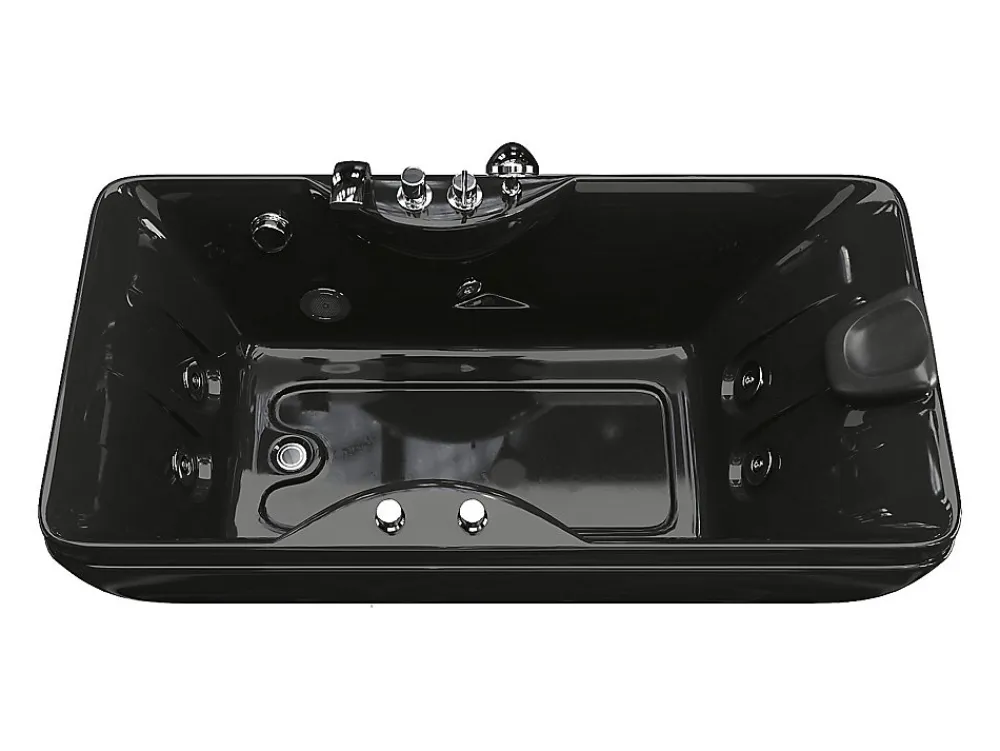 Baignoire Balnéo|Vente-unique Baignoire balnéo noire - 1 place - 140L - 150 x 75 x 54,5 cm - Angle gauche - GAVINO