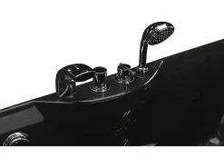 Baignoire Balnéo|Vente-unique Baignoire balnéo noire - 1 place - 140L - 150 x 75 x 54,5 cm - Angle gauche - GAVINO