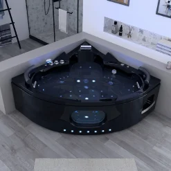 Distribain Baignoire balnéo Noire Corleone 48 jets Whirlpool