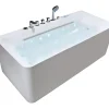 Vente-unique Baignoire balnéo semi-ilot blanche - 1 place - 470 L - 170 x 75 cm - KIRANA