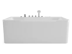 Vente-unique Baignoire balnéo semi-ilot blanche - 1 place - 470 L - 170 x 75 cm - KIRANA