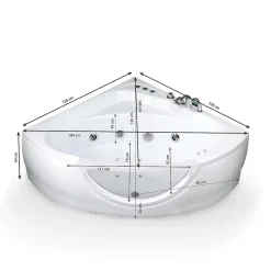 Spalina Baignoire Balnéo Tasmanie White Jets, 135x135cm, by