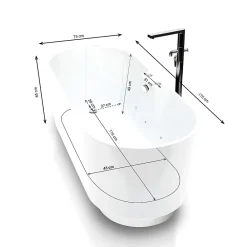 Spalina Baignoire Balnéo Ukio white Bulle 175x75x65cm, by