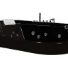 Baignoire Balnéo|Vente-unique Baignoire balnéo vitrée ARIA noire - 1 place - 263L - 170x80x57cm - angle gauche