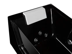 Baignoire Balnéo|Vente-unique Baignoire balnéo vitrée ARIA noire - 1 place - 263L - 170x80x57cm - angle gauche