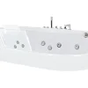 Baignoire Balnéo|Vente-unique Baignoire balnéo vitrée ARIA blanche - 1 place - 263L - 170x80x57cm - angle gauche