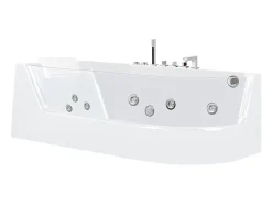 Baignoire Balnéo|Vente-unique Baignoire balnéo vitrée ARIA blanche - 1 place - 263L - 170x80x57cm - angle gauche