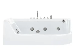 Baignoire Balnéo|Vente-unique Baignoire balnéo vitrée ARIA blanche - 1 place - 263L - 170x80x57cm - angle gauche
