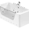Baignoire Balnéo|Vente-unique Baignoire balnéo vitrée semi-îlot à leds DYONA - 1 place - 260L - 170x85x58cm - Blanche