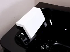 Baignoire Balnéo|Vente-unique Baignoire balnéo vitrée semi-îlot à leds DYONA - 1 place - 260L - 170x85x58cm - Noir brillant