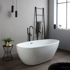 Baignoire Îlot|Kiamami Valentina Baignoire Centrale Ovale En Acrylique Blanc Alexandra