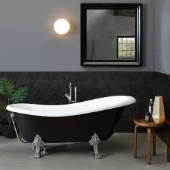 Baignoire Îlot|Kiamami Valentina Baignoire Classique Noire Et Blanche Avec Pieds Argentés Romantica