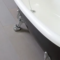 Baignoire Îlot|Kiamami Valentina Baignoire Classique Noire Et Blanche Avec Pieds Argentés Romantica