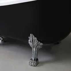 Baignoire Îlot|Kiamami Valentina Baignoire Classique Noire Et Blanche Avec Pieds Argentés Romantica