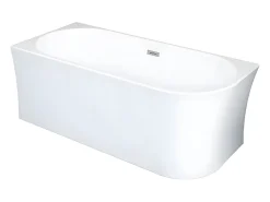 Vente-unique Baignoire d'angle - 201 L - 150 x 75 x 59 cm - Blanche - Acrylique - Angle gauche - PONTICOLA