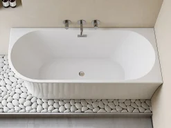 Vente-unique Baignoire d'angle - 201 L - 150 x 75 x 59 cm - Blanche - Acrylique - Angle droit - PONTICOLA
