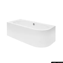 Besco Baignoire d'angle - avec tablier blanc et repose tête offert - AVITA - 160 x 75 cm - Gauche
