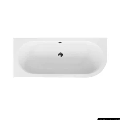 Besco Baignoire d'angle - avec tablier blanc et repose tête offert - AVITA - 160 x 75 cm - Gauche
