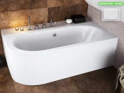 Besco Baignoire d'angle - avec tablier blanc et repose tête offert - AVITA - 160 x 75 cm - Droite
