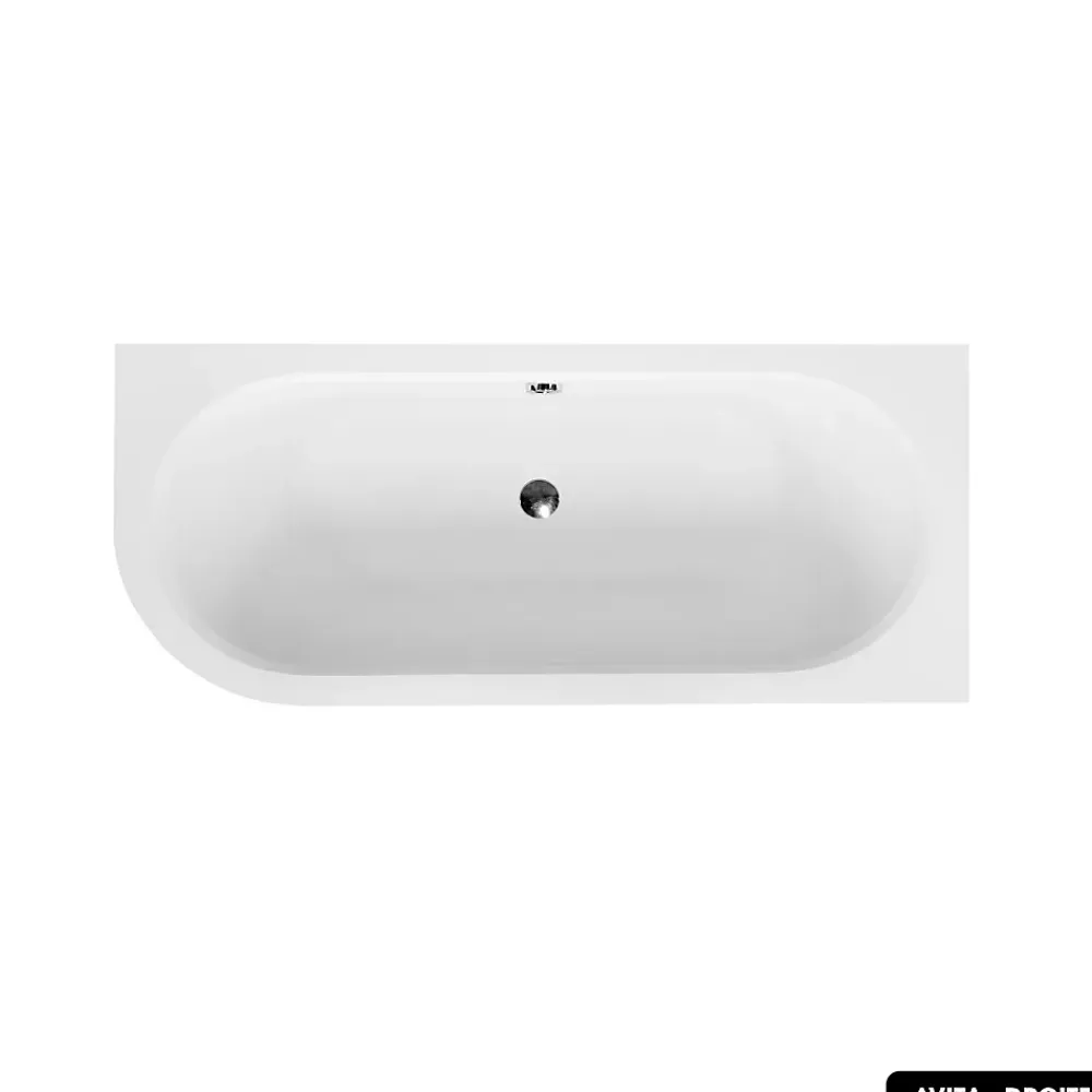 Besco Baignoire d'angle - avec tablier blanc et repose tête offert - AVITA - 150 x 75 cm - Droite