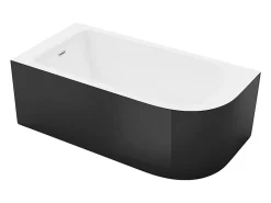 Baignoire D'Angle|Vente-unique Baignoire d'angle - 201L - 150 x 75 x 58 cm - Noir brillant - Angle gauche - ANIKA