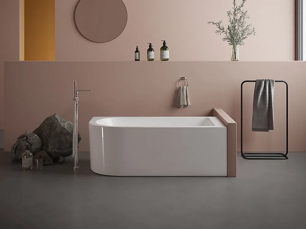 Vente-unique Baignoire d'angle - 201L - 150 x 75 x 58 cm - Blanche - Angle droit - ANIKA