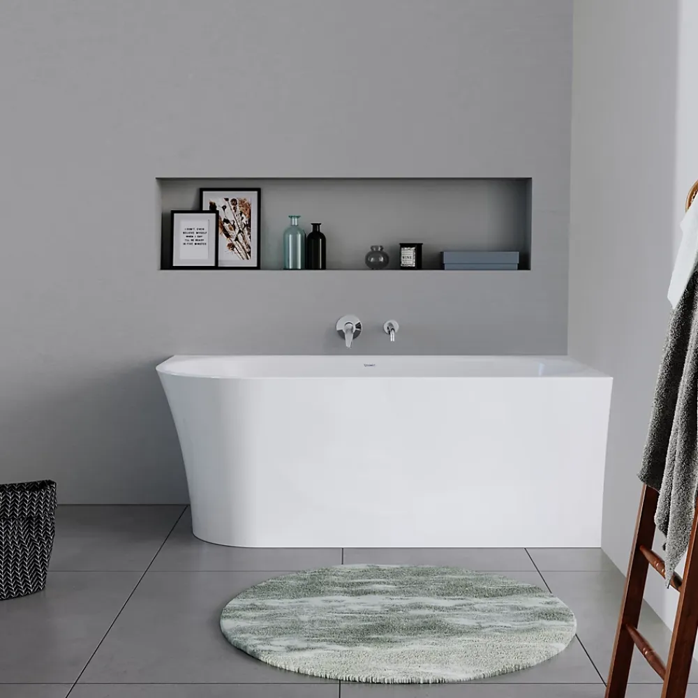 Duravit Baignoire d'angle acrylique salle de bain, vidage de trop plein, 2 places, Coin droite, 150x75x45cm, Blanc, DURADELFI