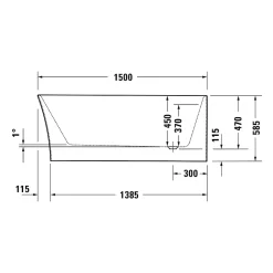 Duravit Baignoire d'angle acrylique salle de bain, vidage de trop plein, 2 places, Coin droite, 150x75x45cm, Blanc, DURADELFI