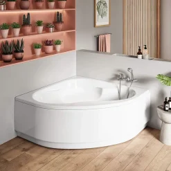 Baignoire D'Angle|Sanindusa Baignoire d'angle acrylique haute densité ALFA 145x145 blanche avec pieds réglables (tablier et mitigeur non inclus)