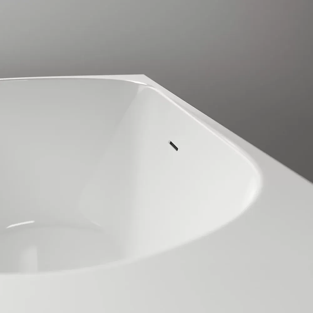 Bernstein Baignoire d'angle Acrylique Ovale pour Salle de Bain + Bonde, Garantie 5 ans, Blanc, 170x75x60cm, Installation gauche, LENA CORNER