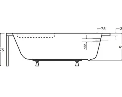 Azura Home Design Baignoire d'angle CORNEA 140x80 cm gauche avec tablier