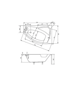 Baignoire Asymétrique|Azura Home Design Baignoire d'angle droite RIMA avec tablier - 140cm
