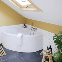 Baignoire d'angle en acrylique L.130 x l.130 cm blanc, Horyn