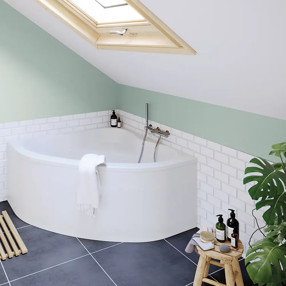 Baignoire d'angle en acrylique L.130 x l.130 cm blanc, Horyn