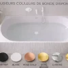 Otitec Baignoire d'angle gauche avec bonde blanche - 170 x 75 cm - Blanc brillant rainuré - PERLE
