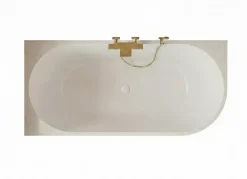 Otitec Baignoire d'angle gauche avec bonde blanche - 170 x 75 cm - Blanc brillant rainuré - PERLE