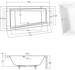 Azura Home Design Baignoire d'angle GAUCHE INTIMA AVEC TABLIER - 160cm