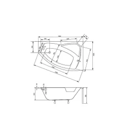 Baignoire Asymétrique|Azura Home Design Baignoire d'angle gauche RIMA avec tablier - 160cm