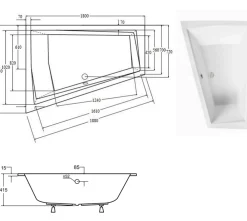 Azura Home Design Baignoire d'angle Gauche ULTIMA DUO ultra-slim - 180cm